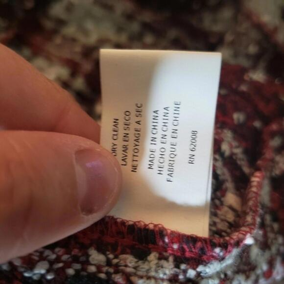 Tweed Blazer Illision lusion Jacket red white blck 6P Open Fringe - Picture 7 of 8